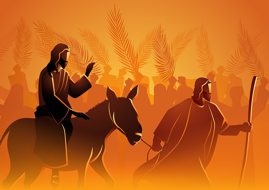 He rides into Jerusalem: Palm Sunday